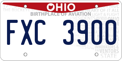 OH license plate FXC3900