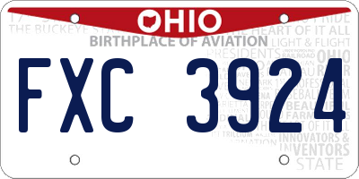 OH license plate FXC3924