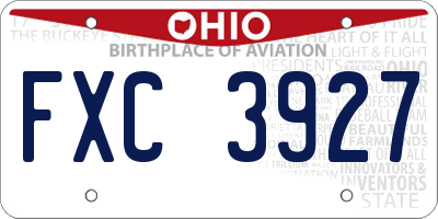 OH license plate FXC3927