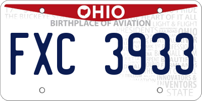 OH license plate FXC3933