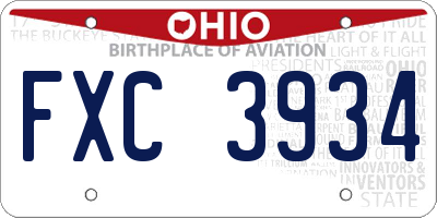 OH license plate FXC3934