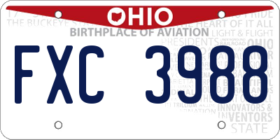 OH license plate FXC3988