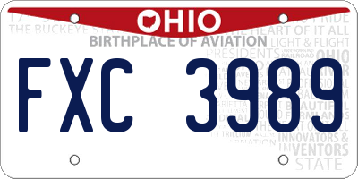 OH license plate FXC3989