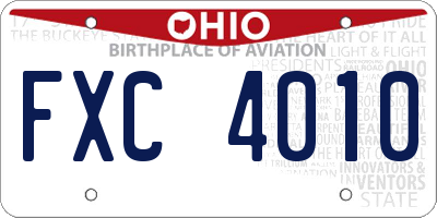 OH license plate FXC4010