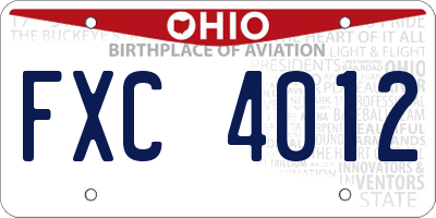 OH license plate FXC4012