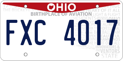 OH license plate FXC4017