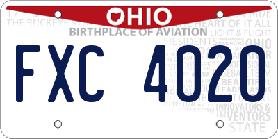 OH license plate FXC4020