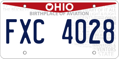 OH license plate FXC4028