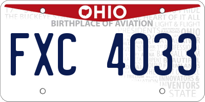 OH license plate FXC4033