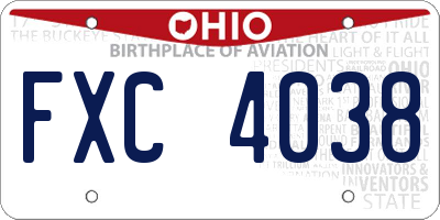 OH license plate FXC4038