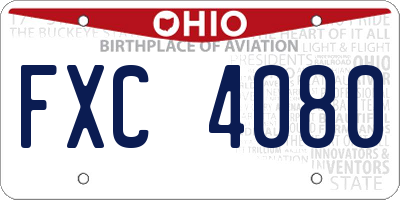 OH license plate FXC4080