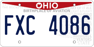 OH license plate FXC4086