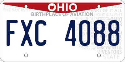 OH license plate FXC4088