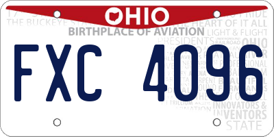 OH license plate FXC4096