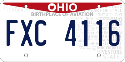 OH license plate FXC4116