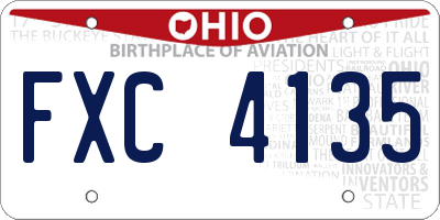 OH license plate FXC4135