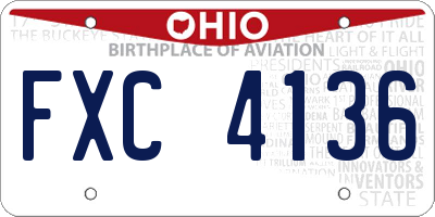 OH license plate FXC4136
