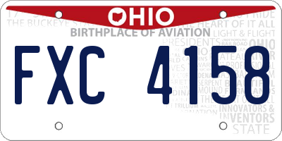 OH license plate FXC4158