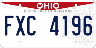 OH license plate FXC4196