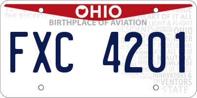 OH license plate FXC4201