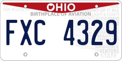 OH license plate FXC4329