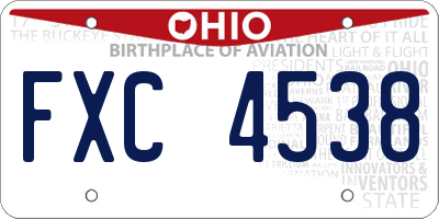 OH license plate FXC4538