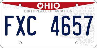 OH license plate FXC4657