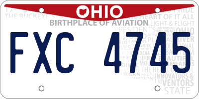 OH license plate FXC4745