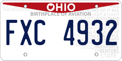 OH license plate FXC4932