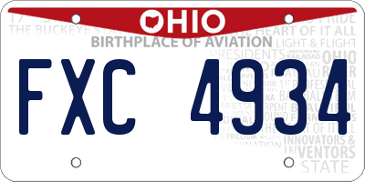 OH license plate FXC4934