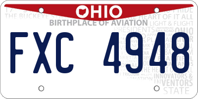OH license plate FXC4948