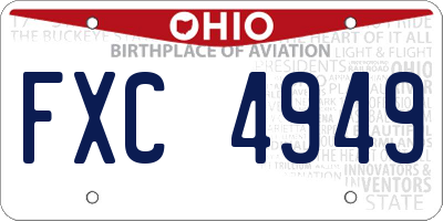 OH license plate FXC4949