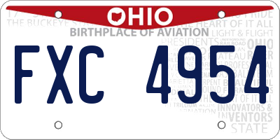 OH license plate FXC4954
