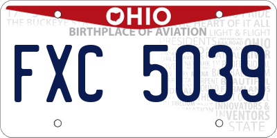 OH license plate FXC5039