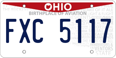OH license plate FXC5117