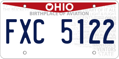 OH license plate FXC5122