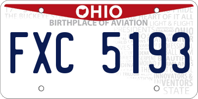 OH license plate FXC5193
