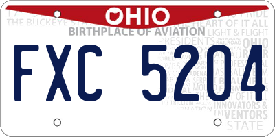 OH license plate FXC5204