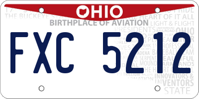 OH license plate FXC5212