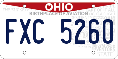 OH license plate FXC5260