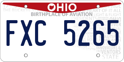 OH license plate FXC5265