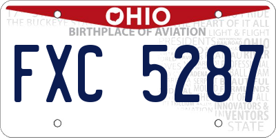 OH license plate FXC5287