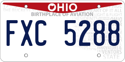 OH license plate FXC5288