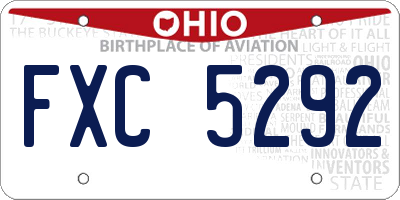 OH license plate FXC5292