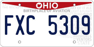 OH license plate FXC5309