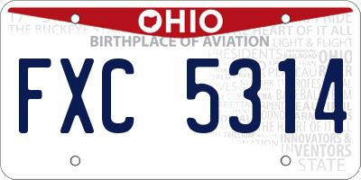 OH license plate FXC5314