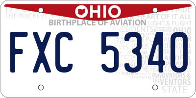 OH license plate FXC5340