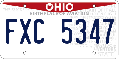 OH license plate FXC5347
