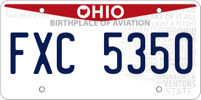 OH license plate FXC5350