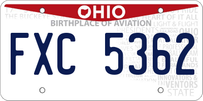 OH license plate FXC5362